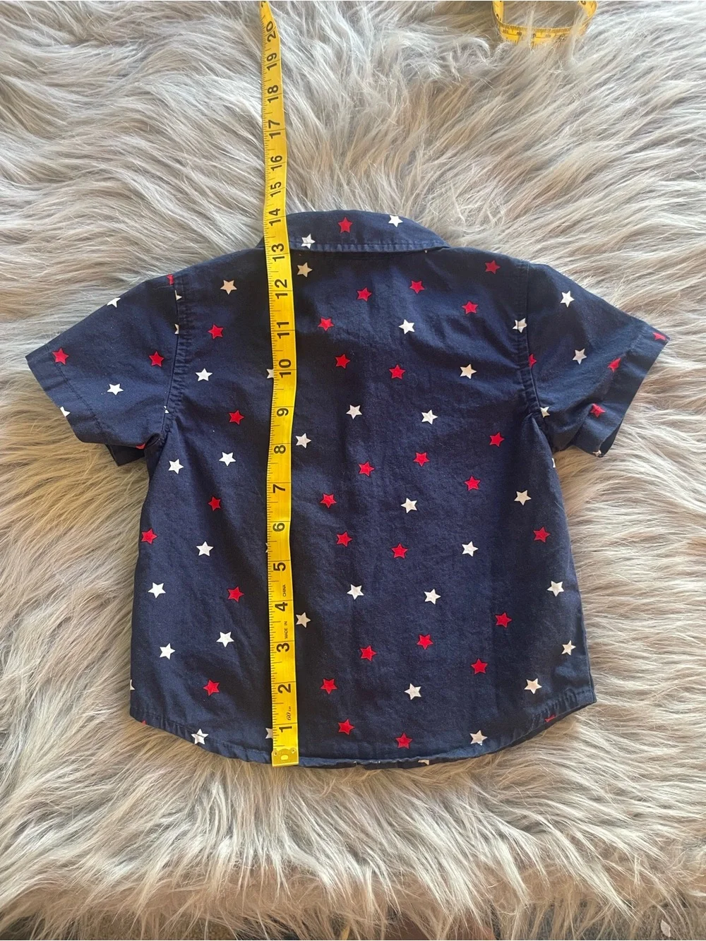 🛒6M-12M Navy Star-Pattern Short-Sleeve Button-Down Shirt